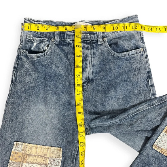 SO super high rise Dad Jeans Bandana Patchwork Denim Jeans size 3/26 - Picture 4 of 13